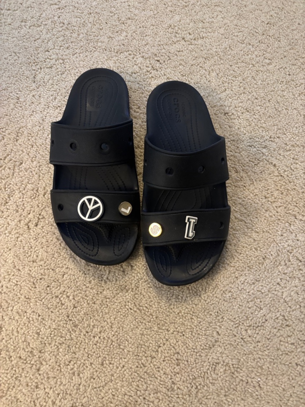 CROCS Black Double Strap Slide Sandals
